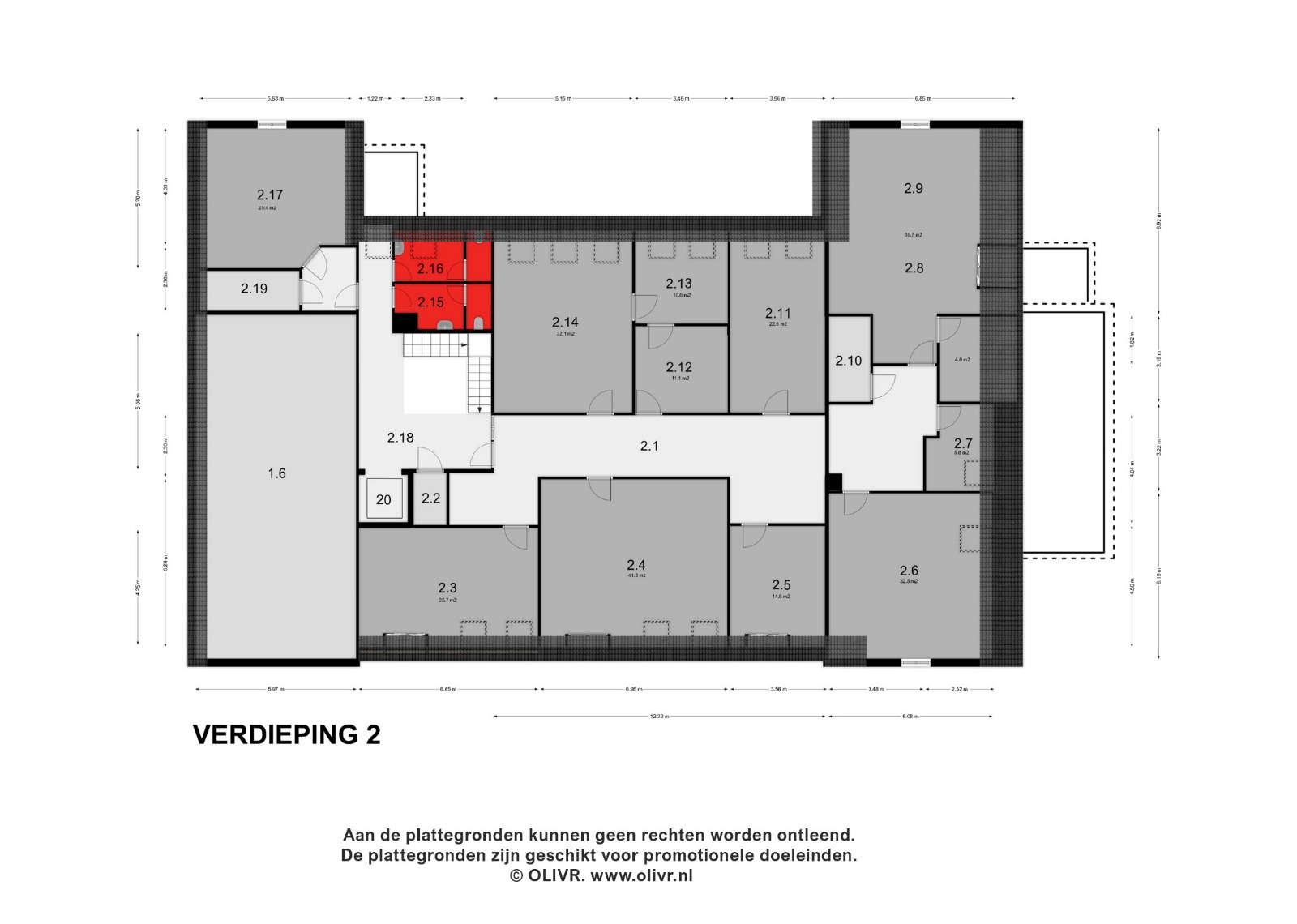 Plattegrond Verdieping 2 van Klooster